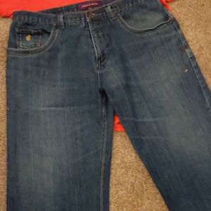 Rocawear Blue Jeans, Embroidered Pockets . Size 40